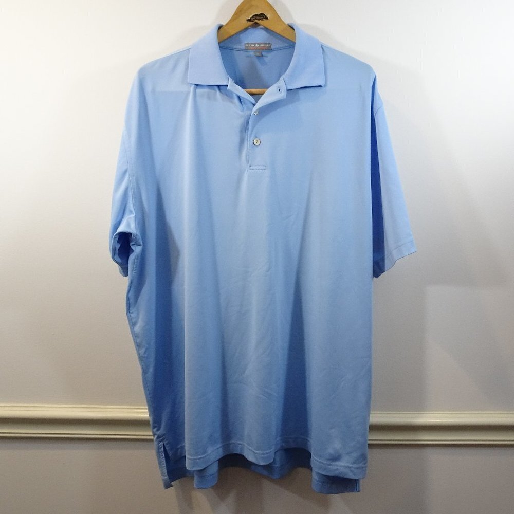 PETER MILLAR Summer Comfort Light Blue Polo Shirt Size XL Short Sleeve